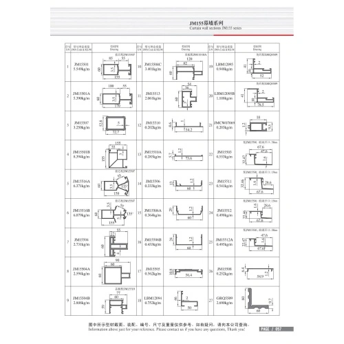 JMA - Modern JM155 Visible Frame Aluminum Curtain Wall Profiles